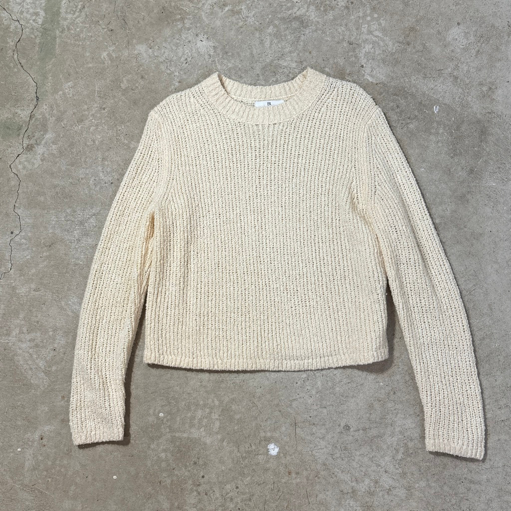 Banana Republic Off-White Merino Wool Knit Crew Neck Sweater Women’s Medium